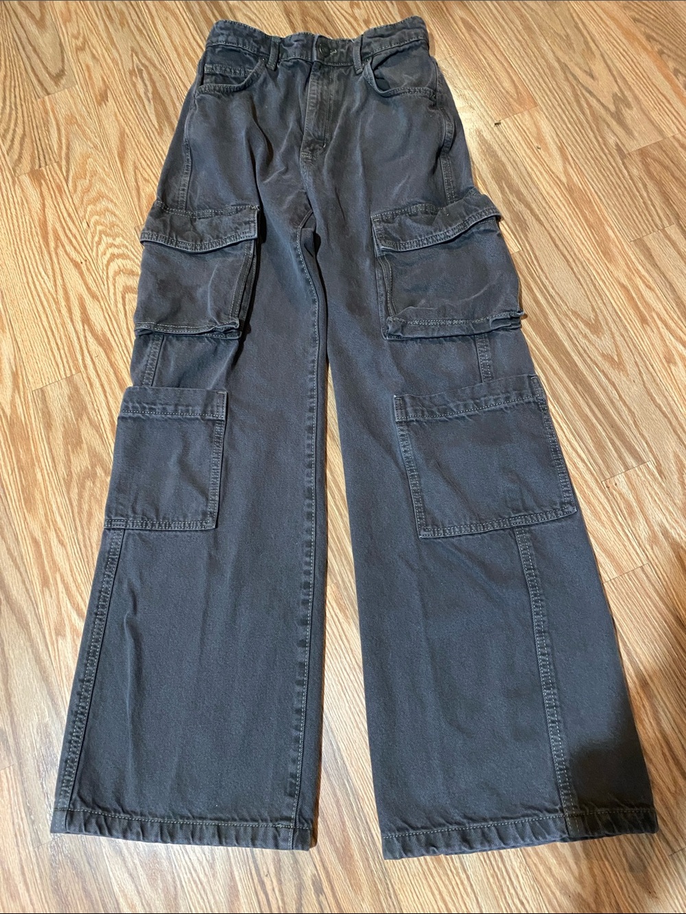 Cotton On Women’s Brown Cargo Wide Leg Jeans-Size 2 Denim Utility Grunge